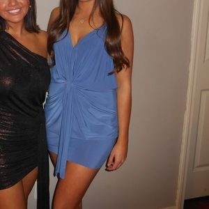 MISA LOS ANGELES Domino Blue Mini Cocktail Wedding Bridesmaids Dress Size: M